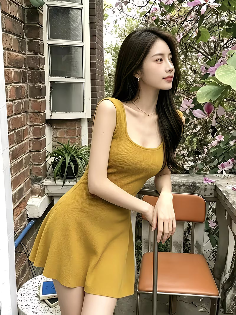 Summer Women'S Bodycon Dress Exquisite Beautiful Cinched Waist A-Line Short Skirt Beach Outfit