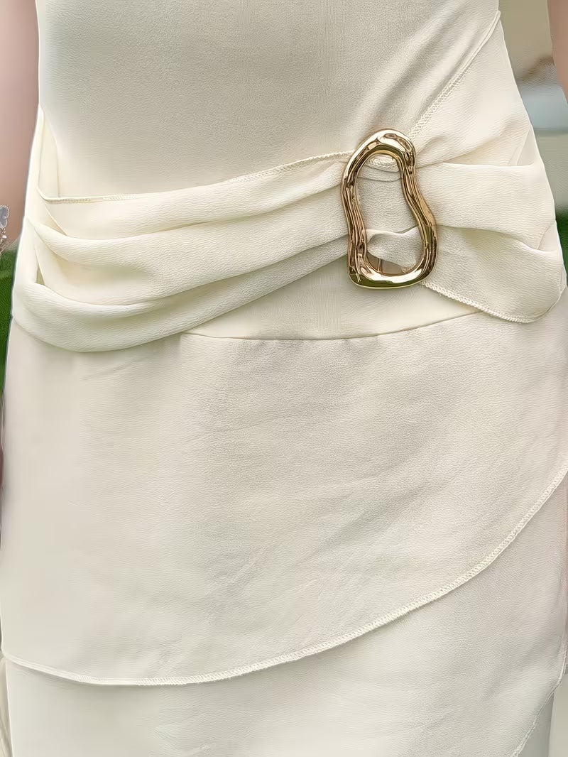 Women's Fashion Long Asymmetrical Dress - French-Style Ruffle Strap Mermaid Skirt