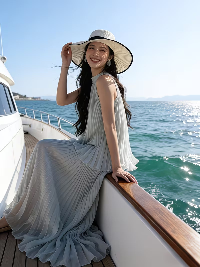 New Seaside Vacation Style Sleeveless Tank Top and Straight A-Line Skirt Set for Women, Summer Outerwear