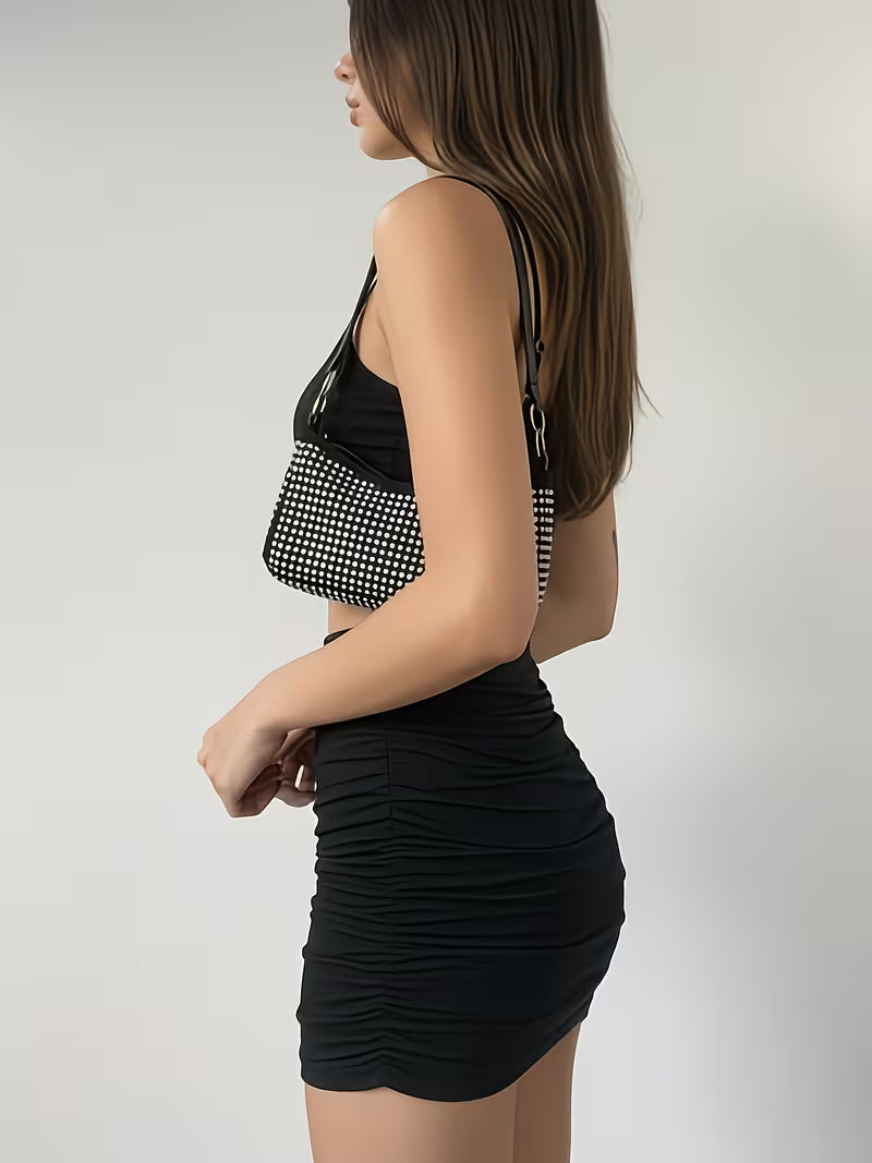 Summer New Y2K Pure Desire Hot Style Black Twist Suspender + Hip Wrap Skirt Two-Piece Set Niche Design Slim And Suit