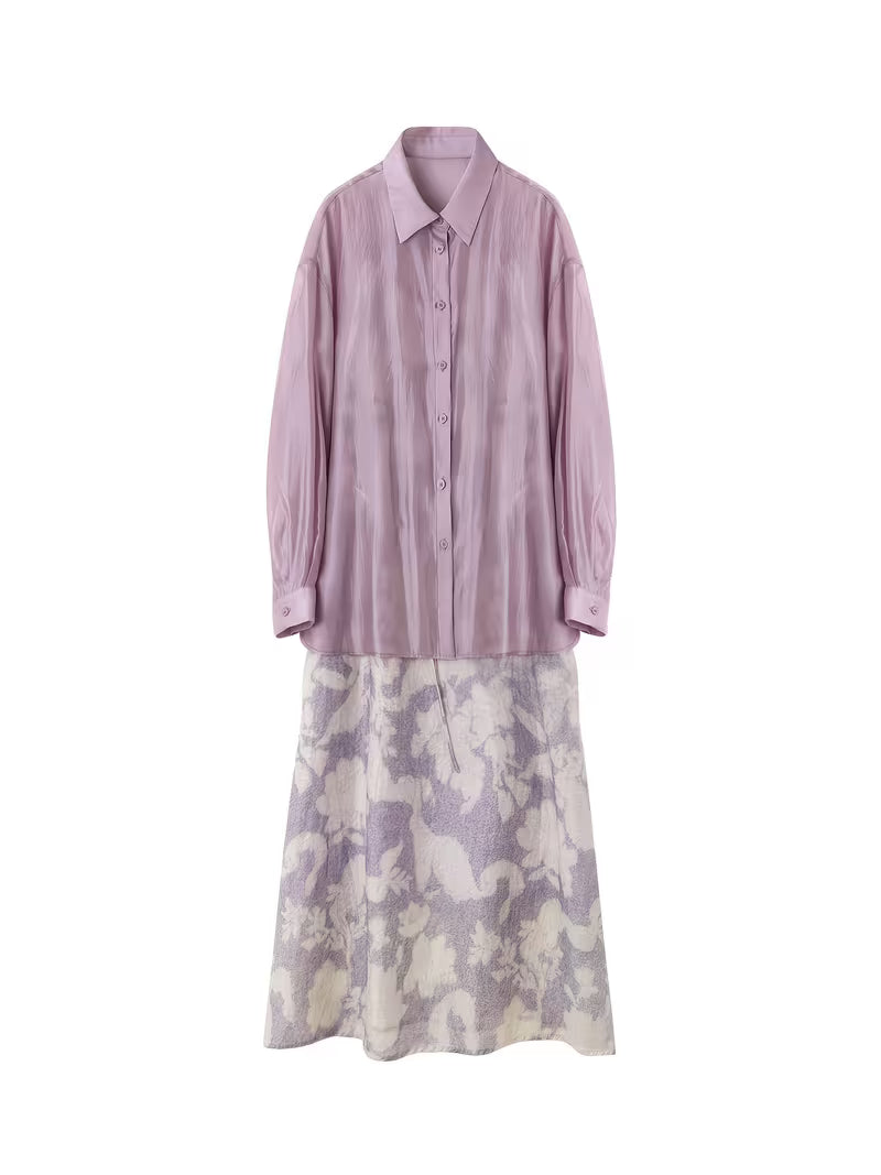 Long-Sleeve Breathable Shirt + Camisole Dress Set, Spring/Summer New Women's Dress Set, High-Quality Business Vintage Style