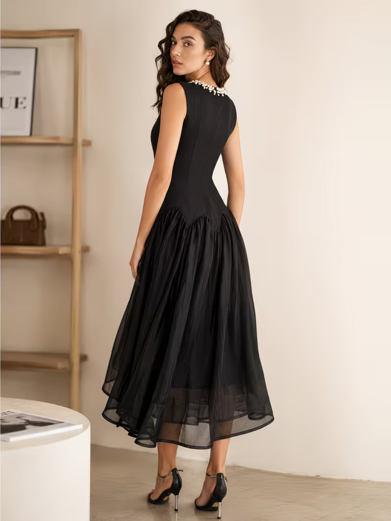 Women Sleeveless High Waist Long A-line Dress Comfort Fit for Daily Wear Office Ready Weekend Casual
