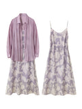 Long-Sleeve Breathable Shirt + Camisole Dress Set, Spring/Summer New Women's Dress Set, High-Quality Business Vintage Style