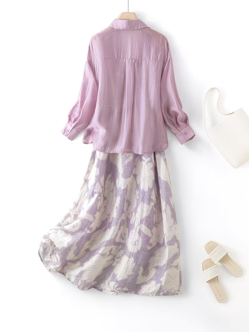 Long-Sleeve Breathable Shirt + Camisole Dress Set, Spring/Summer New Women's Dress Set, High-Quality Business Vintage Style