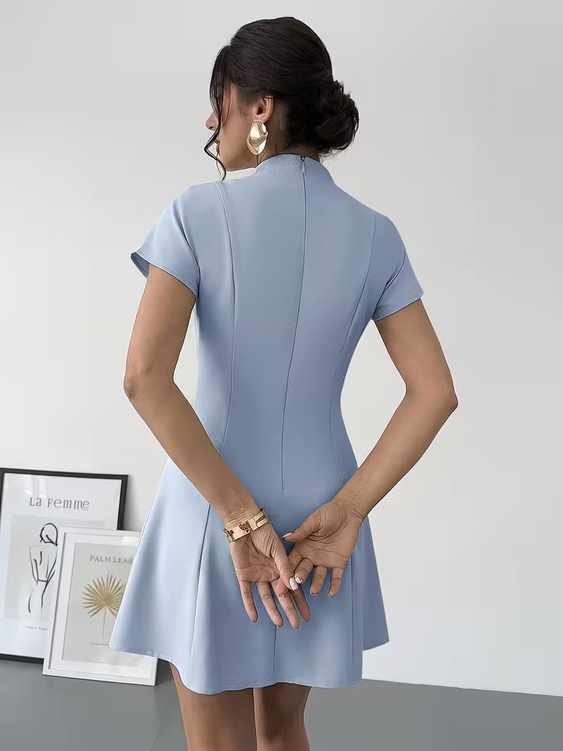 Women'S Solid Pleated A-Line Mini Skirt, Commuter Style, Elegant Easy Dress