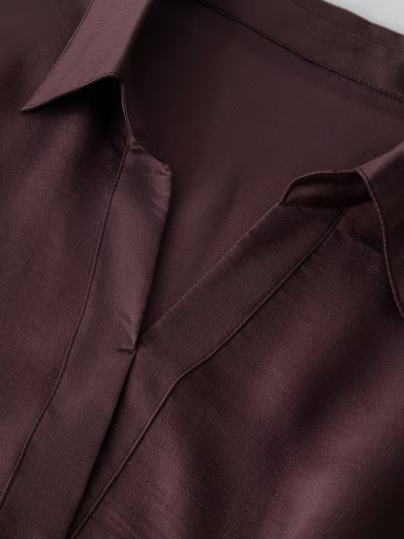 Tencel Acetate Tie-Strap Designer Shirt Set, Short-Sleeve Designer Shirt Set