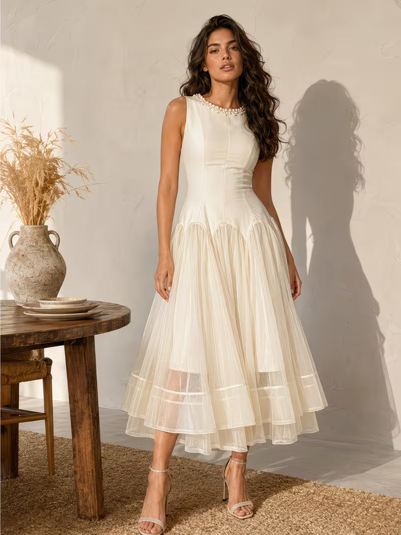 Women Sleeveless High Waist Long A-line Dress Comfort Fit for Daily Wear Office Ready Weekend Casual