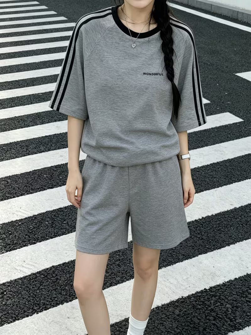 Letter Stripe Pajama Set | New Summer Print Y Style, Casual and Simple Loungewear Set