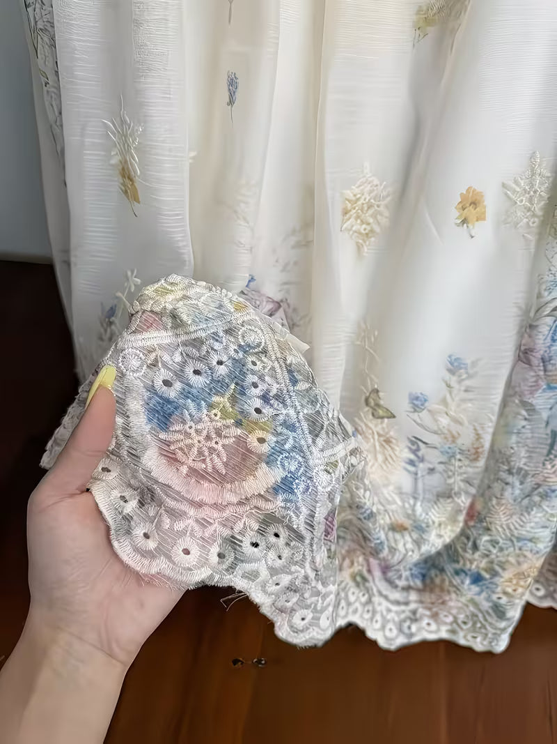 Women's French-Style -Line Dress with Spaghetti Strap & Waist-Cinching Fit - Small Floral Print Vest Dress Suitable for Vacation,, Wedding Guest Dress, Machine Washable Long Dress