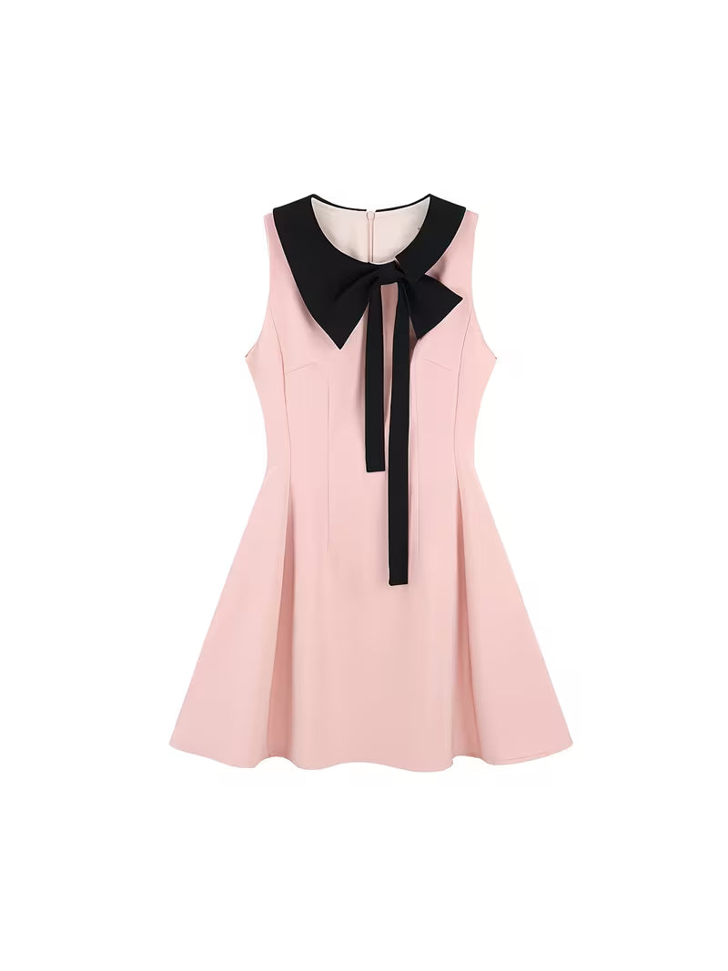 Women's Fashionable Simple and Elegant Casual Daily Bow-Tie Lace-Up Sleeveless Dress