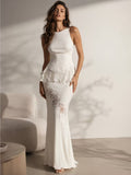 Women's Sleeveless Lace Trim Top & Long Skirt 2pcs Outfit, Comfort Fit for Daily Wear Office Date Night Occasions