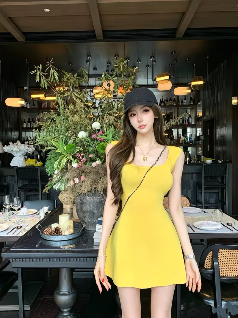 Summer Women'S Bodycon Dress Exquisite Beautiful Cinched Waist A-Line Short Skirt Beach Outfit