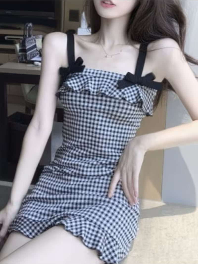 Suspender Pure Desire Style Plaid Dress Short Hot Dress Slim Short Skirt