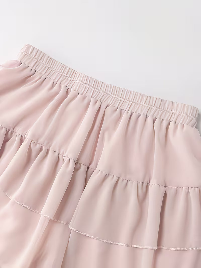 Halter Butterfly Knot Top Cake Skirt Suit Women'S Summer New Gentle Style Sleeveless Chiffon Vest + High-Waist Elastic Cake Short Skirt Two-Piece Set Age-Reducing Slim Sweet Temperament Suit