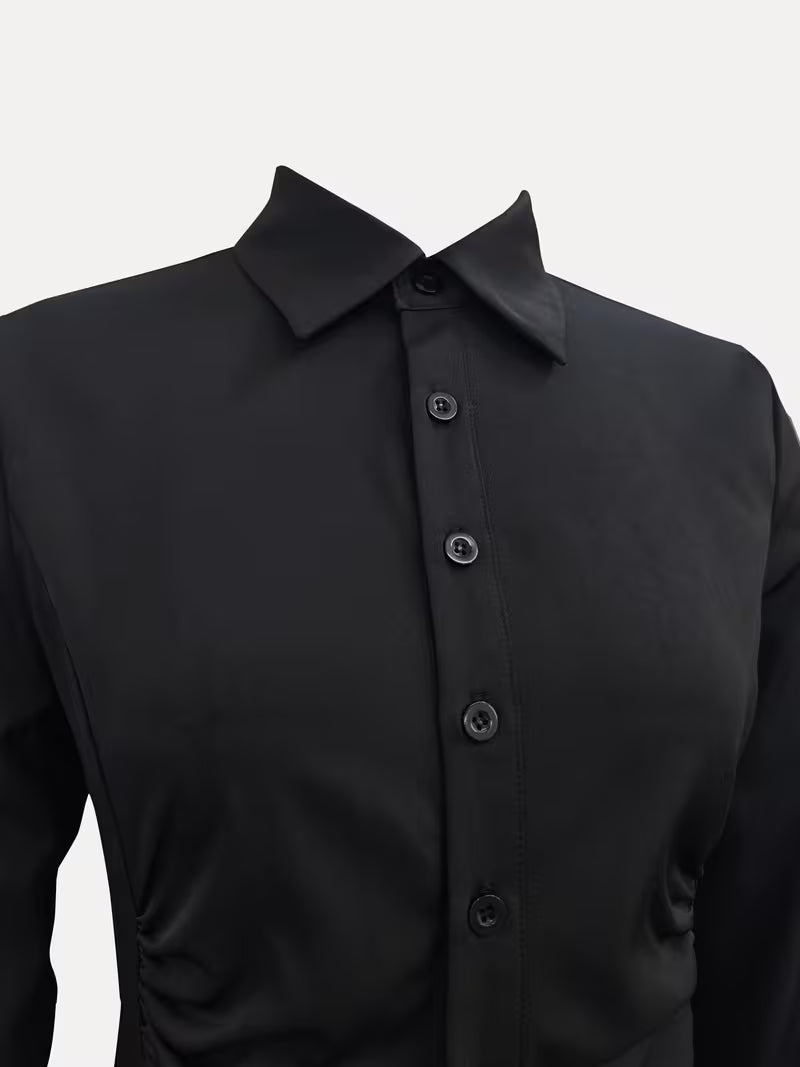 French Style Polo Shirt Dress for Women Early Autumn New And Little Black Dress