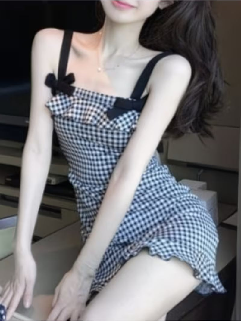 Suspender Pure Desire Style Plaid Dress Short Hot Dress Slim Short Skirt