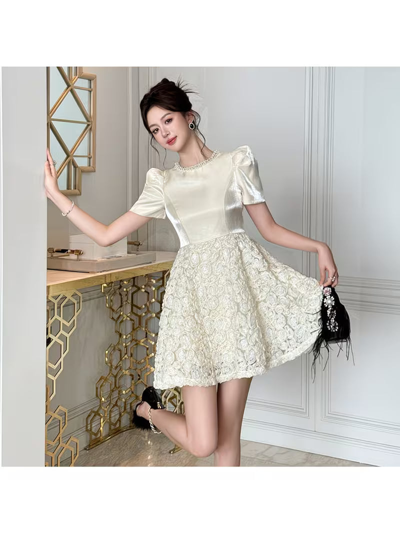 Summer New Arrival: Chic And Luxurious Rose Mesh Cinched-Waist Princess Dress - Designer Fluffy Party Dress