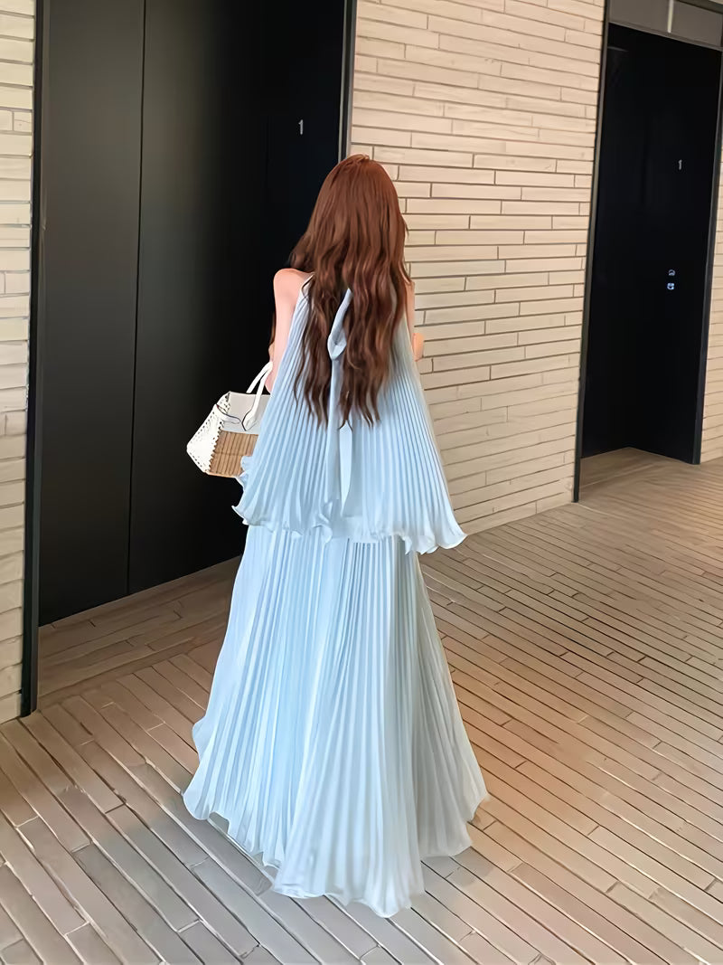 New Seaside Vacation Style Sleeveless Tank Top and Straight A-Line Skirt Set for Women, Summer Outerwear