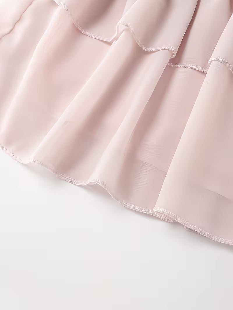 Halter Butterfly Knot Top Cake Skirt Suit Women'S Summer New Gentle Style Sleeveless Chiffon Vest + High-Waist Elastic Cake Short Skirt Two-Piece Set Age-Reducing Slim Sweet Temperament Suit