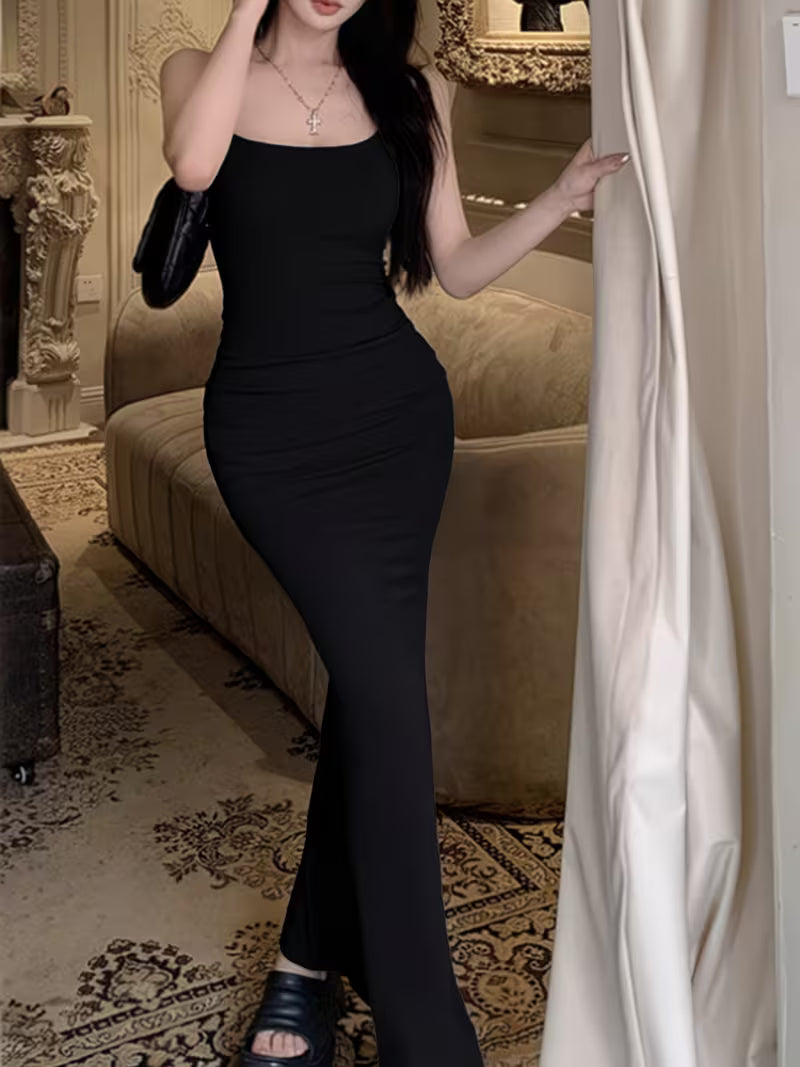Body-hugging Sexy Spaghetti Strap Long Dress