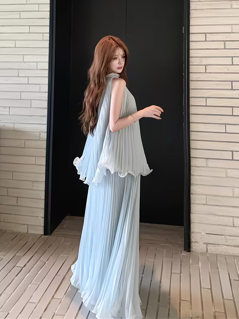 New Seaside Vacation Style Sleeveless Tank Top and Straight A-Line Skirt Set for Women, Summer Outerwear